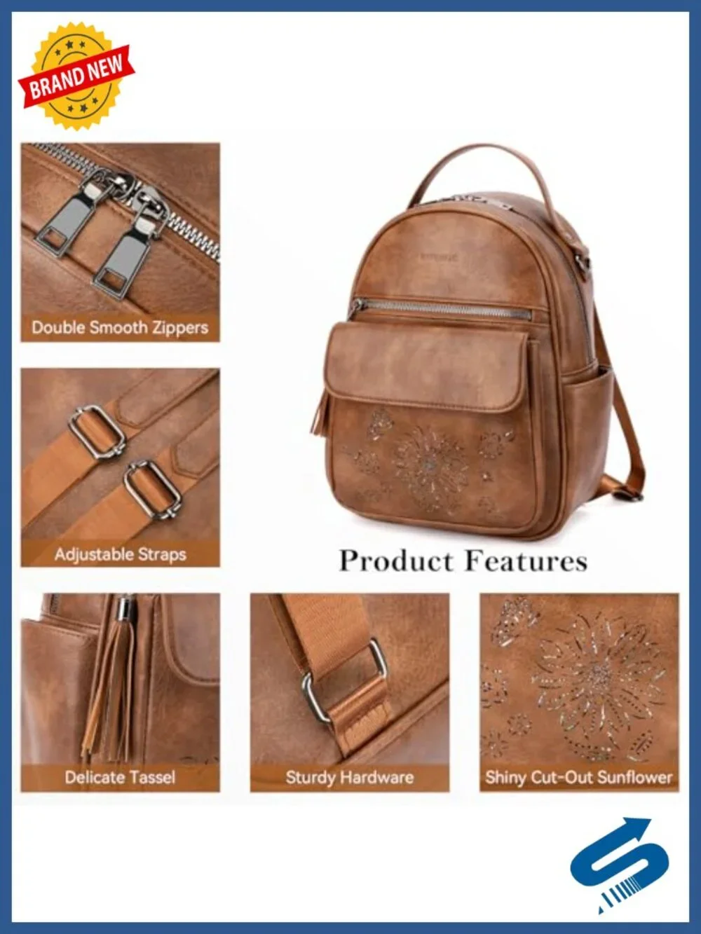 Womens Mini Backpack Purse PU Leather Daypack with Multi Pockets